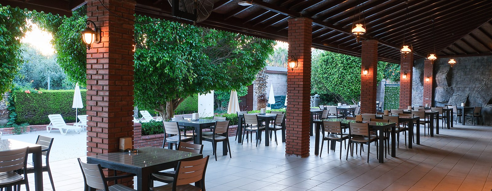 Outdoor terrace at Side Kervan Hotel
